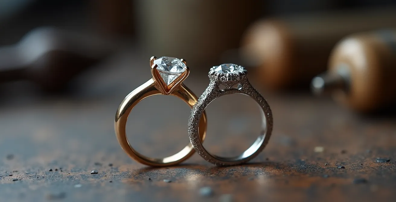 Vue macro de deux bagues s'emboîtant parfaitement grâce à leurs courbures complémentaires