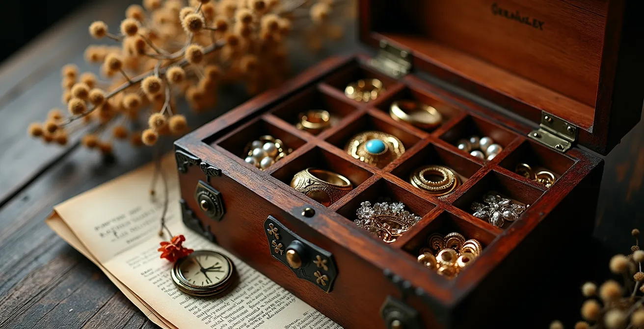 Collection patrimoniale de bijoux précieux organisée pour la transmission générationnelle