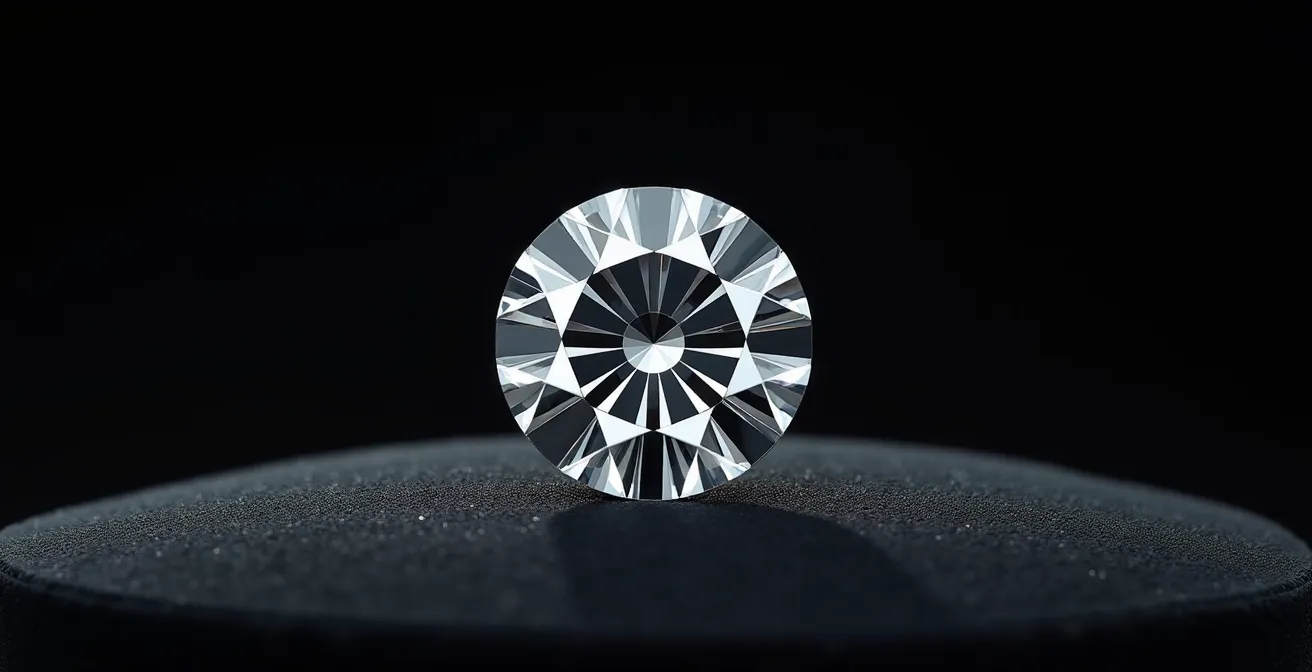 Vue macro d'un diamant montrant le motif caractéristique de 8 flèches parfaitement symétriques