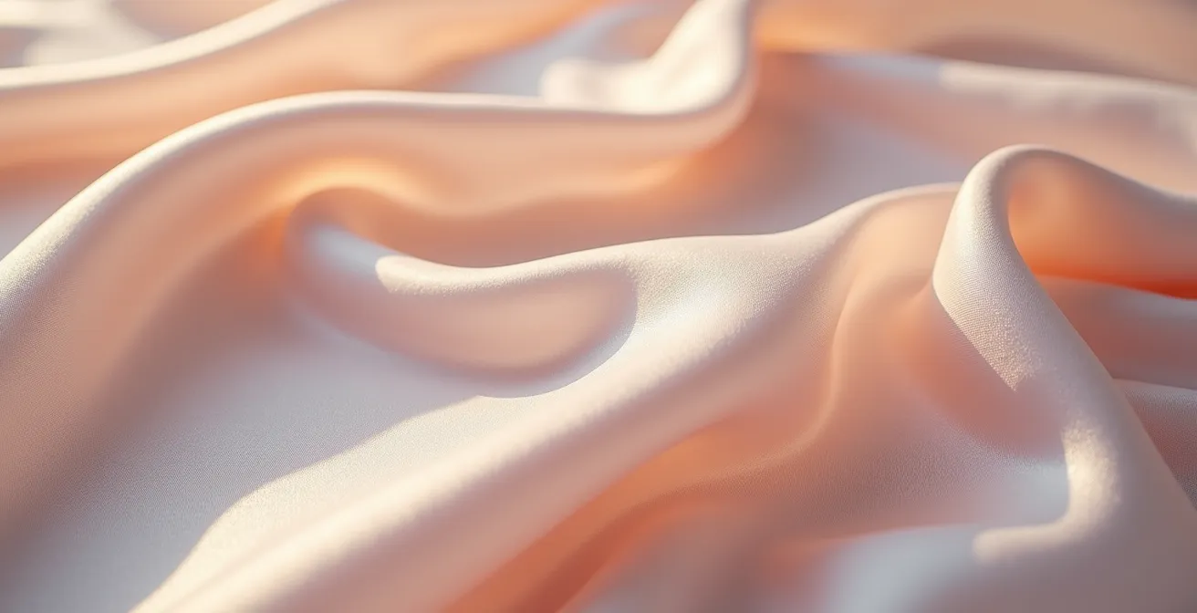 Gros plan sur une taie d'oreiller en soie avec ses reflets satinés et sa texture lisse